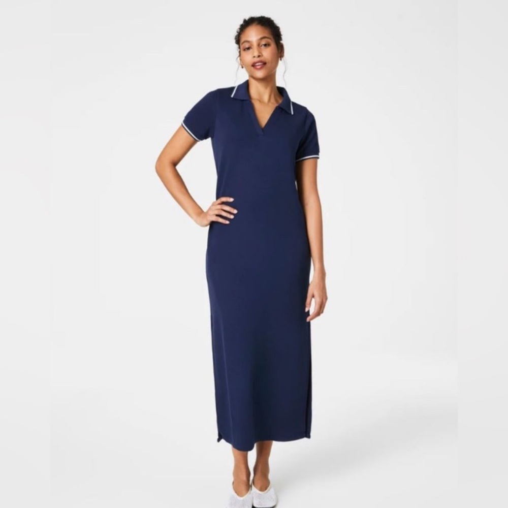 SPANX Timeless Navy Blue Polo Maxi Dress Size S